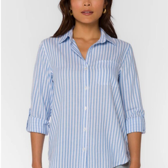 Elisa White Green Stripe Shirt - Picture 1 of 2